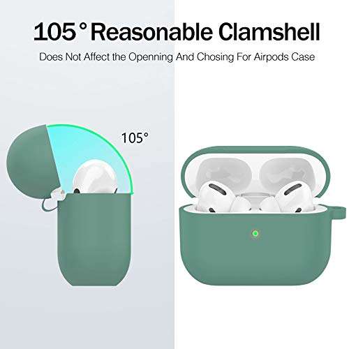 Vabogu AirPods Pro Case Silicone Protective Cover Skin Compatible with AirPods Pro(Front LED Visible), Dark Green (11) 2