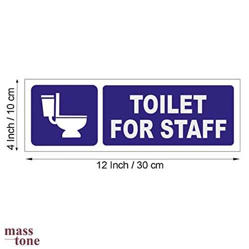 Masstone Toilet for Staff Sign Board | Sign Board (4x12 Inch) | Staff Only Toilet Sign Board | Signage Board Sign Board Blue | Toilet for Staff Sign Board for Hospitals | Toilet Sticker 2