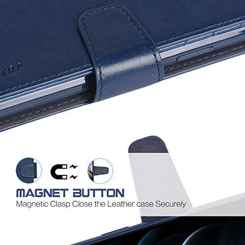 Arae for iPhone 12 mini Case with Credit Card Holder and Wrist Strap - Blue 5