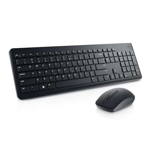 Dell Wireless Keyboard and Mouse - KM3322W, Wireless - 2.4GHz, Optical LED Sensor, Mechanical Scroll, Anti-Fade Plunger Keys, 6 Multimedia Keys, Tilt Leg - Black 1