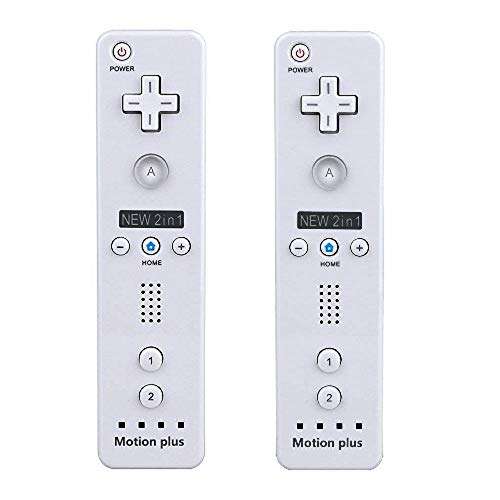 SIBIONO - Wii remote motion plus controller (2 Packs) for Nintendo Wii&Wii U Video Game Gamepads. (White)