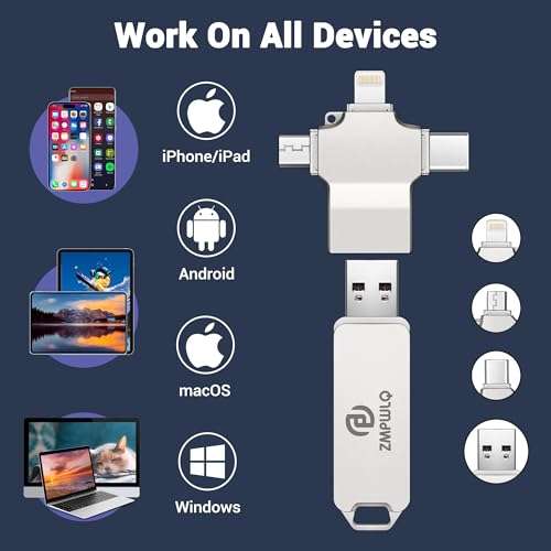 Photo Stick 128GB-Auto-Secure-Backup-USB-Flash-Drive-Saver-Memory-Stick-Photo-Finder for Phone/iPhone/iPad/Android/PC-4-in-1-Thumb-Drive-External-Storage for All Devices,Backup Photos,Videos,Contacts 2