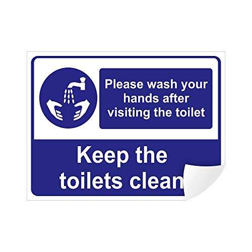 Clickforsign PLEA-WAS-HAND-VISIT-TOI-VINYL-64(8X6) Please Wash Your Hands After Visiting The Toilet Sign Self Adhesive Vinyl Sticker, 200 x 150 mm