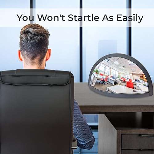 Skywin Half Concave Mirror Cubicle Decorations 8.7×2×4.4 in, Multipurpose Cubicle Mirror, Desk Mirror to See Behind You, Aesthetic Office Cubicle Accessories, Office Cubicle Decor Organizer (Black) 6