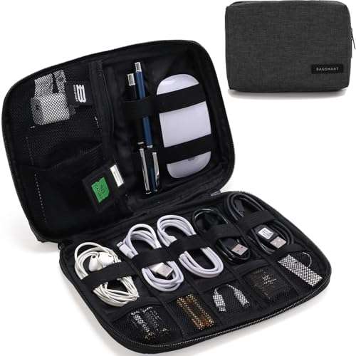 BAGSMART Electronics Organizer Travel Case, Small Cord Bag, Tech Organizer as Travel Accessories for Men Women, Cable Essentials for Phone, SD Card, Black 1