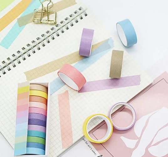 12 Pack, Decorative Tape, Washi Tapes, Colored Tape, Scrapbook Tape, Scrapbook Washi Tape for Journaling, Craft Tape 5