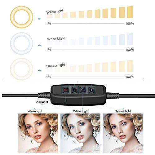 Kyuccfrsus 6/10 Inch LED Ring Light,Ring Light Tripod Photo Video LED Lighting Desktop Adjustable LED Ring Light Camera Phone Live Studio Fill Lamp 1# 6
