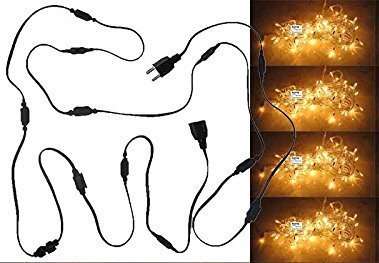 ascension Set of 4 Rice Lights Serial Bulbs Decoration Lighting for Festival Diwali Christmas with 5 Female Sockets 5+1 Connector (White) 10Meter