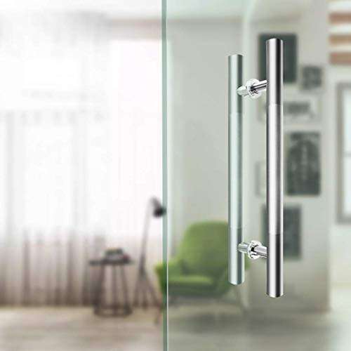 XLAHD Bathroom Shower Door Handle, Heavy Duty Brushed 304 Stainless Steel Round Tube Commercial Glass Door Handle/Push-Pull Door Handle 6040cm 1