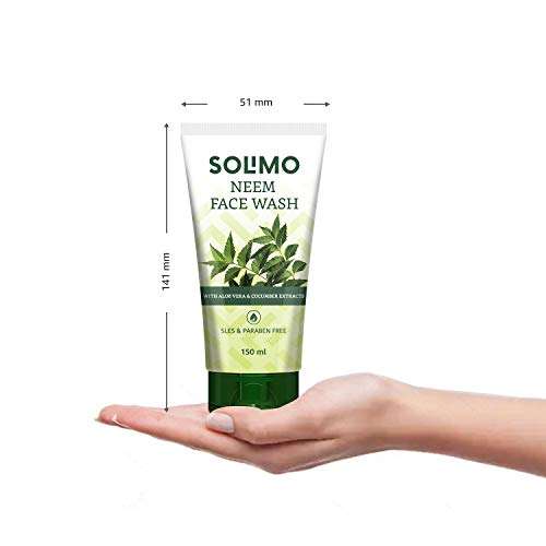 Amazon Brand - Solimo Neem Facewash with Aloe Vera & Cucumber Extracts, SLES & Paraben Free, 2 X 150 ml 6
