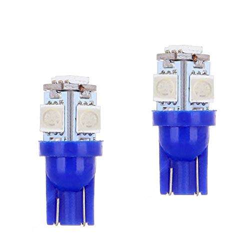 Allextreme EXT10B2P LED Parking Light Super Bright 5 SMD Car Interior License Plate Wedge Dome Trunk Dashboard Bulb for Car Bike and Motorcycle (0.6W, Blue, 2 PCS) 1