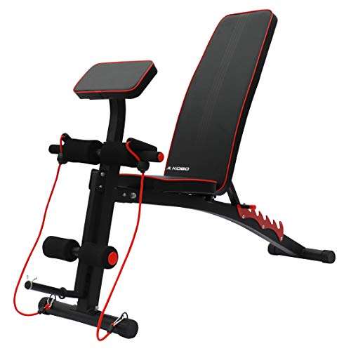 Kobo EB-1012 Steel Adjustable Dumbbell Bench(Decline/Upright) with Preacher Curl for Home Gym Imported (Black/Red) Weight Limit: 110 Kg 1