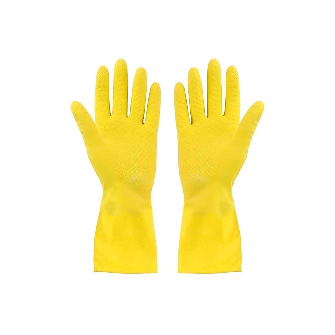 A To Z Reusable Natural Latex Rubber, Powder Free Dish Washing Cleaning Gloves, Gloves, Great for Washing Dish, Kitchen, Car and Bathroom (Large, Yellow, 25 Pair) 1