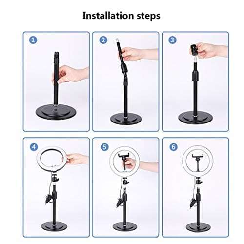 QFFL LED Ring Light Dimmable Led RingLight with Stand & Phone Holder Desktop Portable Fill Light for Makeup/Photography/Live Stream/Video Recording 6