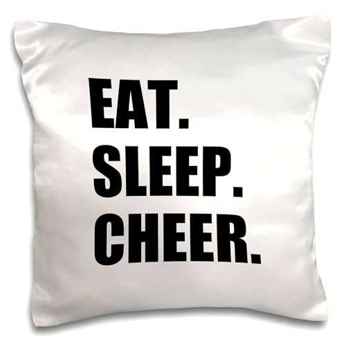 3dRose pc_180387_1 Eat Sleep Cheer Passionate About Cheerleading Fun Cheerleader Team Pillow Case, 16" x 16" 1