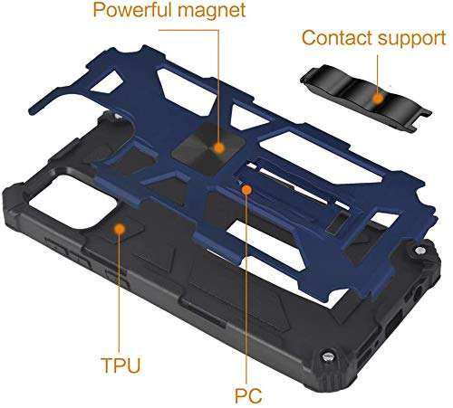 Asuwish Compatible with Samsung Galaxy A21S Case Tempered Glass Screen Protector Cover and Cell Accessories Stand Kickstand Dual Layer Phone Cases for Glaxay Galaxies A 21S GalaxyA21S Women Men Blue 5