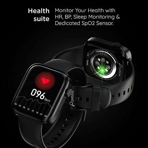 Pebble Newly Launched Cosmos Prime Bluetooth Calling Smart Watch, Largest 1.91" Bezel-Less Edge-to-Edge Display, 600 Nits Brightness, Sleek Metallic Body, Wireless Charging, Health Suite (Jet Black) 6
