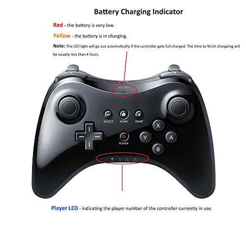CuleedTec Black Classic Wireless Pro Controller Game Controller Gamepad Joypad Remote for Wii U 3