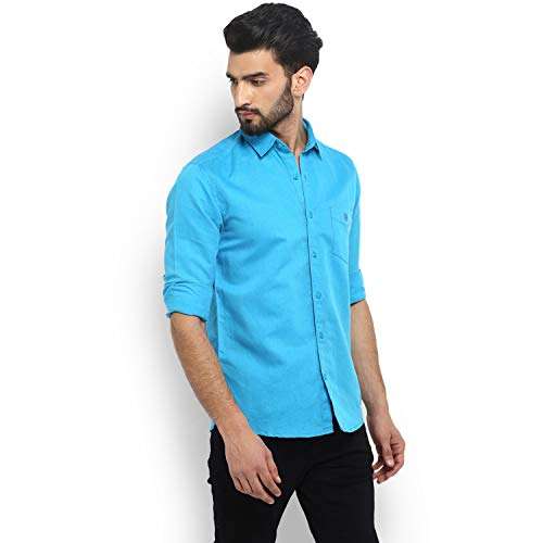 Mufti Mens Slim Collar Slub Shirt (Sunset, M) 5