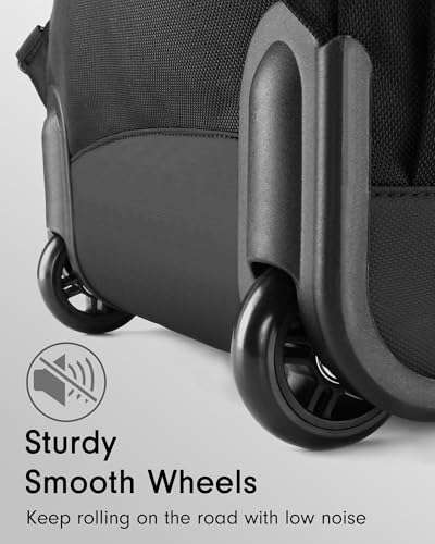 MATEIN Rolling Backpack, Travel Laptop Backpack with Wheels Fits 17 Inch Computer, Water Resistant Large Roller Carry On Luggage Wheeled Backpack, Trolley Overnight Work Business College Bag, Black 4