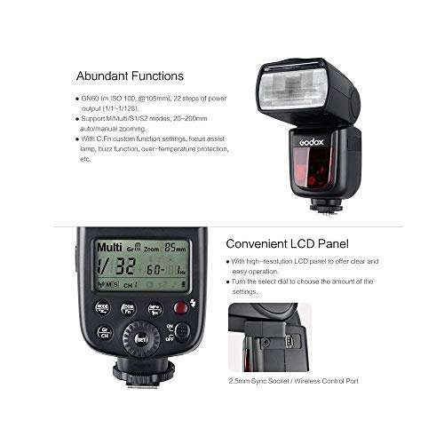 GODOX V850II GN60 2.4G 1/8000s HSS 2X Camera Flash Speedlight with 2000mAh Li-ion Battery Features 1.5s Recycle time and 650 Full Power Pops Compatible for Canon Nikon Pentax Olympas 4