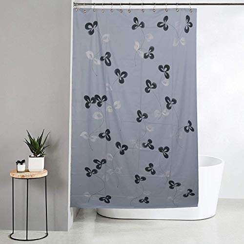 Heart Home Flower Design Waterproof PVC Shower Curtain with 8 Hooks 54 inch x 84 inch (Grey) CTHH5538 1