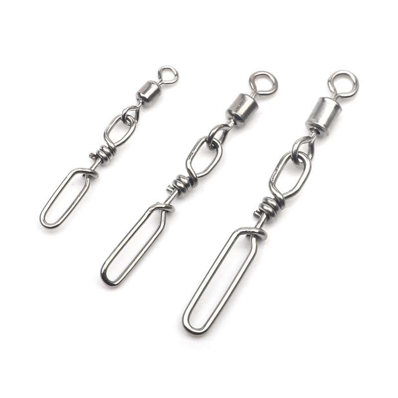 All Stainless Steel Quick Snap Power Speed ​​Swivel Pass Through The Guide Ring sea Fishing Lure Rod line Connector Accessories (M 10pcs) 1