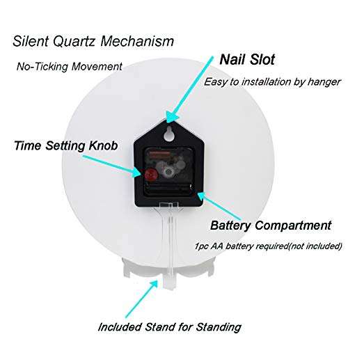 Naanle 3D Beautiful Couple Red Rose Flower Round Wall Clock, 9.5 Inch Battery Operated Quartz Analog Quiet Desk Clock for Home,Office,School 5