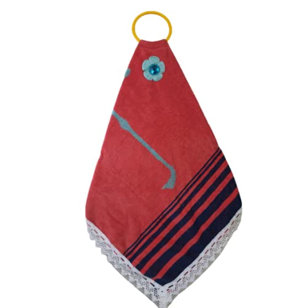 Aesthetic Hanging Towel | Designer Cotton Towel | Washbasin Napkin Hand Towel | Super Absorbent | Double Sided | Suitable for Washbasin & Kitchen Bothroom | Printed Towel Multicolor | Set of 4 5