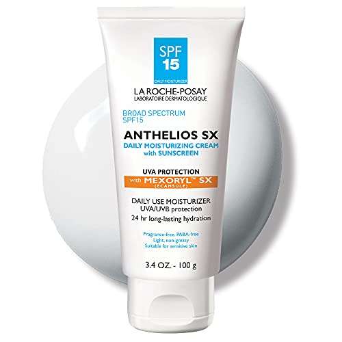La Roche-Posay Anthelios SX Daily SPF Moisturizer for Face, Sensitive Skin Sunscreen SPF 15, Hydrating Face Cream, Oxybenzone Free, Oil Free, Moisturizing Sun Protection for Sensitive Skin