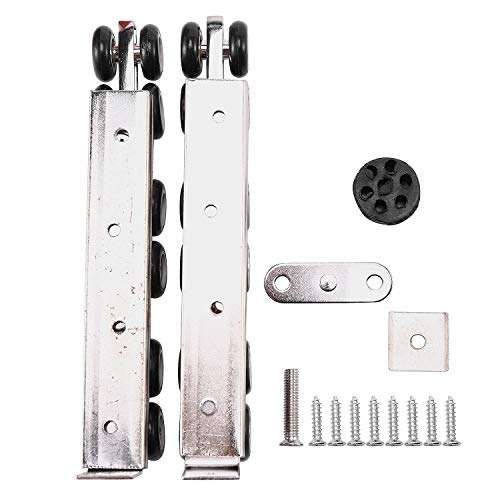 NINGWANG 1 Pair/Set Cold Rolled Steel Sliding Wooden Door Closet Hardware Kit Door Wheels Roller 12 Wheels Hangers Roller 1