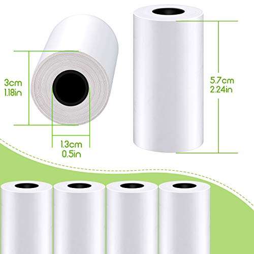 9 Piece Glossy Printable Sticker Paper Thermal Paper Mini Film Photo Printer Paper Direct Thermal Paper for Pocket Mobile Thermal Printer 57 x 30 mm (White) 2