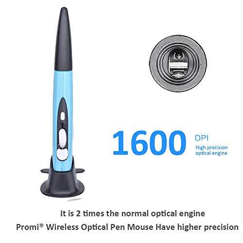 Wireless Optical Pocket Pen Mouse,Promi 2.4 Ghz USB 3.0 Wireless Optical 2-in-1 Digital Pen Mouse & Adjustable 800/1200/1600 DPI,Ergonomic Mouse for MacBook Notebook Desktop (Blue) 6