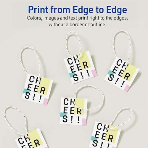 Avery Square Printable Tags, Sure Feed Technology, 1.5" x 1.5", White, Includes String, Laser/Inkjet Printable, 200 Total, Great for Branding, Gifts, Merchandising, and More (22849) 4