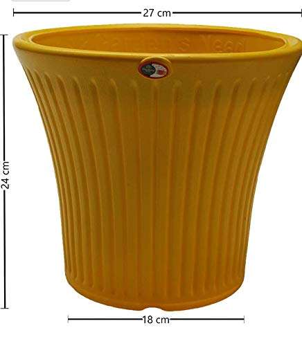 Gardens Need 100% Virgin Plastic Tancy Pot-10 | Set of 4 Planter, (27cm x 24cm x 18cm, Yellow) 2