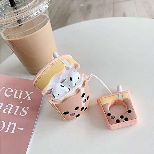 LEWOTE Case Funny Cute Cover Compatible for Apple Airpods 1&2[Dessert Food Series][Best Gift for Girls Boys or Couples](Milk Tea) 2