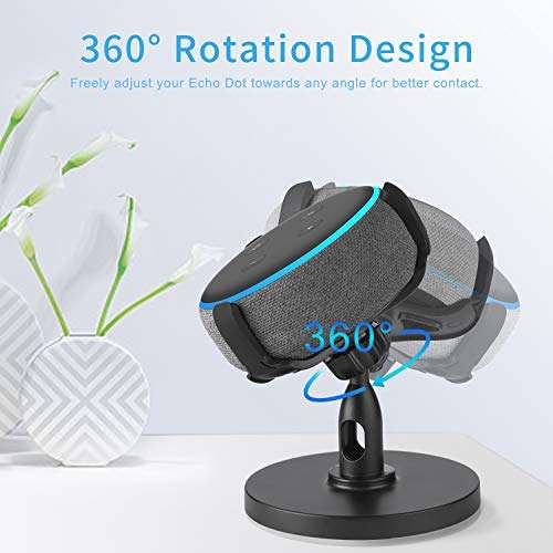 【Dot 3rd Generation Stand】 Table Holder for Echo Dot 3rd Generation, 360° Adjustable Stand Bracket Mount, Space-Saving Dot Accessories, No Muffled Sound Original Outlet Hanger for Smart Home Speaker 2