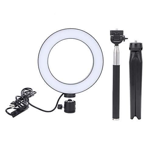 Bicaquu LED Beauty Ringlight Camera Circle Fill Lights, 6 Inch Selfie Ring Light, with Desktop Tripod + Selfie Stick LED Ring Light, YouTube Vlogging for Live Stream 1