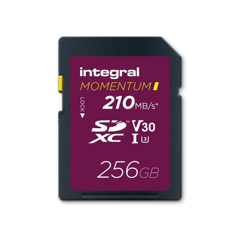 Integral Momentum I 256GB SDXC Card - UHS-I, Up to 210MB/s Read, 180MB/s Write - V30, U3, CL10 - for DSLR, Mirrorless & Camcorders - 4K UHD Video & Burst Mode Ready (256GB) 1
