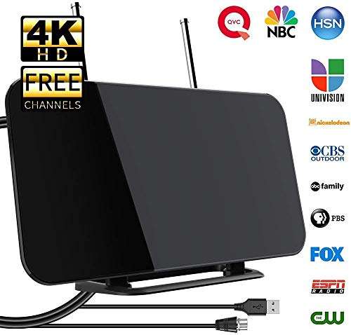 TV Antenna Indoor & HD Antenna, Digital Antenna for Smart TV, with Stand 50-80 Miles Range Freeview Amplified HD TV Aerial Support 4K 1080P HD/UHF/VHF/FM Freeview Channe 2