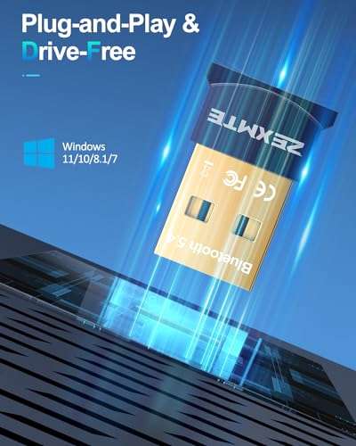 5.4 USB Bluetooth Adapter for PC, Bluetooth Dongle, Plug-and-Play for PC, Laptop, Mouse, Keyboard, Headsets, Speakers, Support Windows 11/10/8.1/7 4