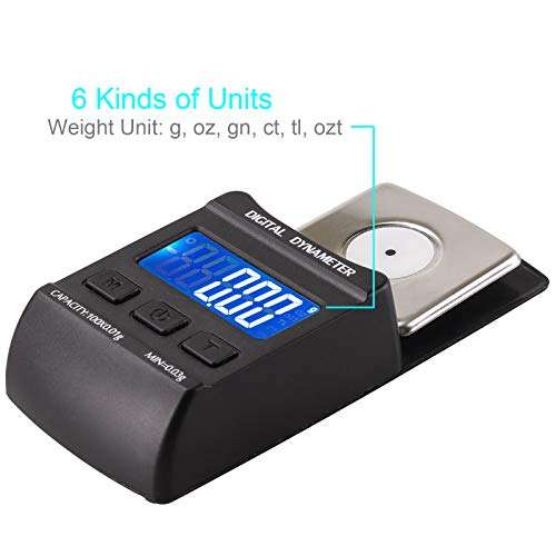 Kinstecks [New Version] 100g/0.01g Digital Turntable Stylus Force Scale LP Stylus Gauge Blue LCD Backlight Digital Scale with 10g Calibration Weight for Tonearm Phono Cartridge-Black 4