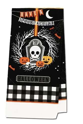 GI Halloween Kitchen Set Spiderwebs Printed Includes 2 Dish Towels, 2 Square Potholders, 1 Oven Mitt Great for Cooking, Baking, House Warming and Decoration (Set of 5 Piece) 4