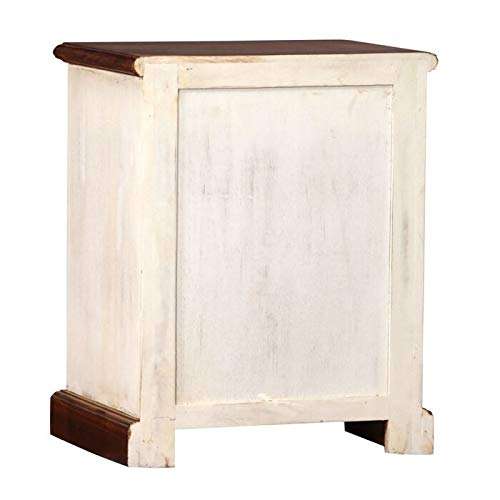The kashth Wooden Bedside Table Cabinet for Living Room | Kitchen | Home Entrance | Side Table with 1 Drawer and 1 Door | Cabinet Storage | Mango Wood (White and Brown Finish) 5
