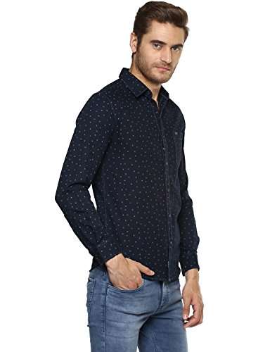 Mufti Men's Printed Slim Fit Casual Shirt (MFS-9332-G_Navy_L) 3