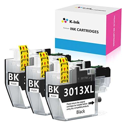 K-Ink Compatible Ink Cartridge Replacement for Brother LC-3013 LC3013 LC-3013BK LC3013BK for MFC-J487DW MFC-J491DW MFC-J497DW MFC-J690DW MFC-J895DW Inkjet Printers (3 Black) 1