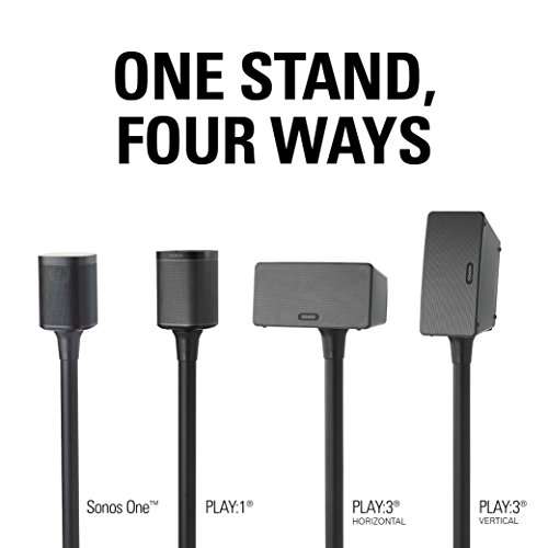 Sanus Wireless Sonos Speaker Stand for Sonos One, Play:1, & Play:3 - Audio-Enhancing Design with Built-in Cable Management - Single Stand (Black) - WSS21-B1 2