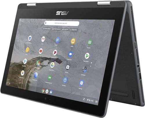 ASUS Chromebook Flip C214MA-YS02T 11.6” Ruggedized and Water Resistant Chromebook, 360 Touchscreen Convertible, Intel N4000, 4GB DDR4 RAM, 32GB Storage, Mil STD design, Chrome OS, Black