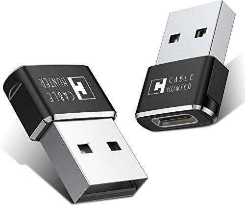 Cable Hunter® [2 Pack] USB Type C Female to USB A Male Adapter [Black]