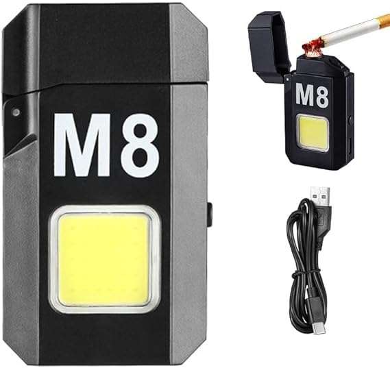 PICSTAR Multifunctional Portable Mini High Brightness Lighting Torch Lighter, Windproof Plasma Pulse Dual Arc USB Rechargeable Lighter, Outdoor Survival Emergency Lighter 1